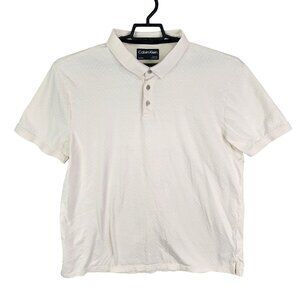 Mens Cream Calvin Klein Polo Shirt 100% Cotton Short Sleeve Casual Size XXL